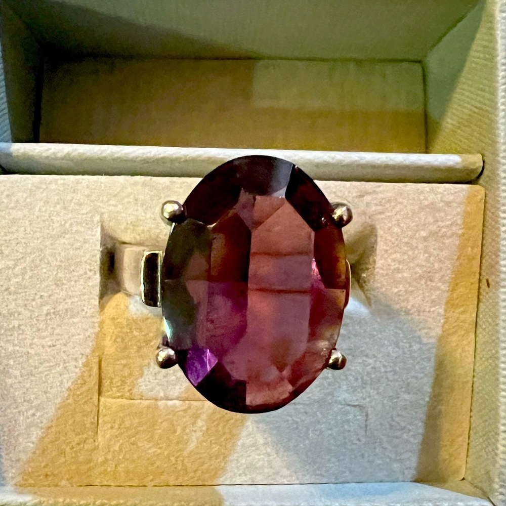 Large amethyst stone, Sterling silver ring